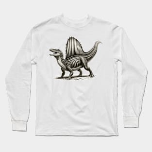 Black and White Dinosaur Long Sleeve T-Shirt